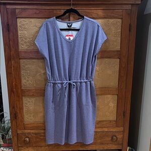 BE COOL heather blue ash V-Neck Drawstring Midi Dress